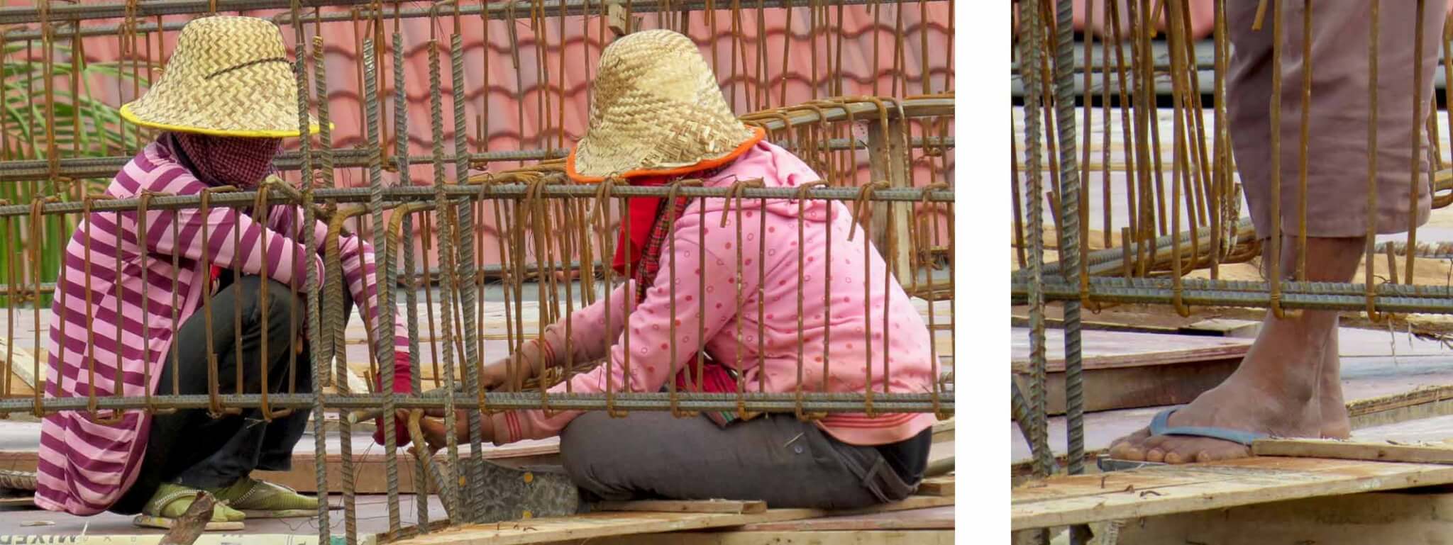 Hausbau, Bauarbeiter in Siem Reap