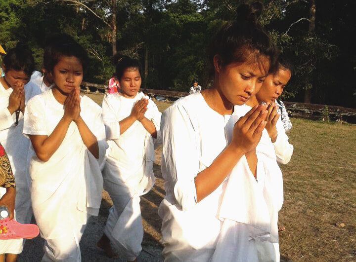 White nuns at Visak Bochea | Angkor Wat