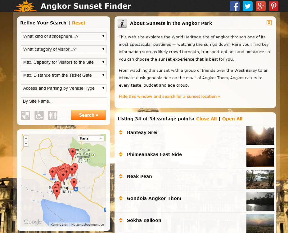 Angkor Sunset Finder