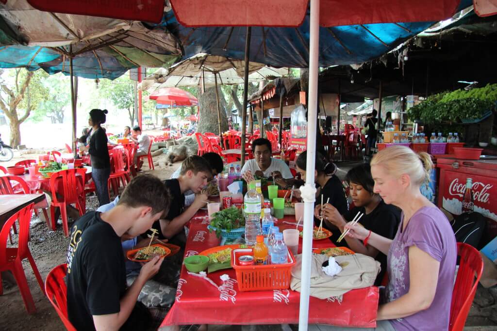 Having lunch after our trip to Angkor