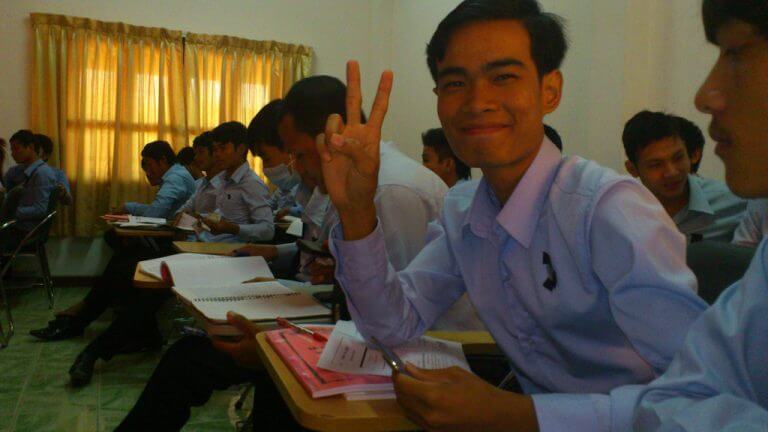 Ly Heng an der UESA Univversität in Siem Reap
