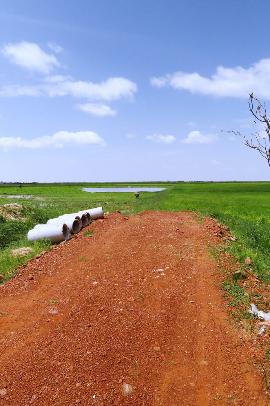 Ende roter Schotterweg in der Nähe von Siem Reap