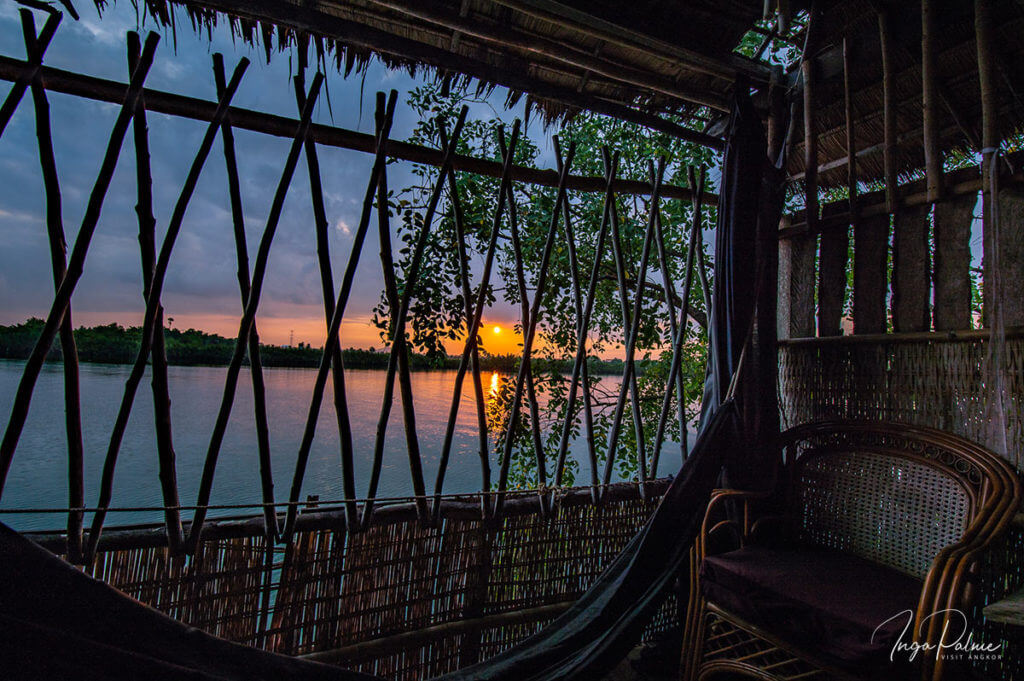 Kampot - Fluss, Ausblick vom Hotel