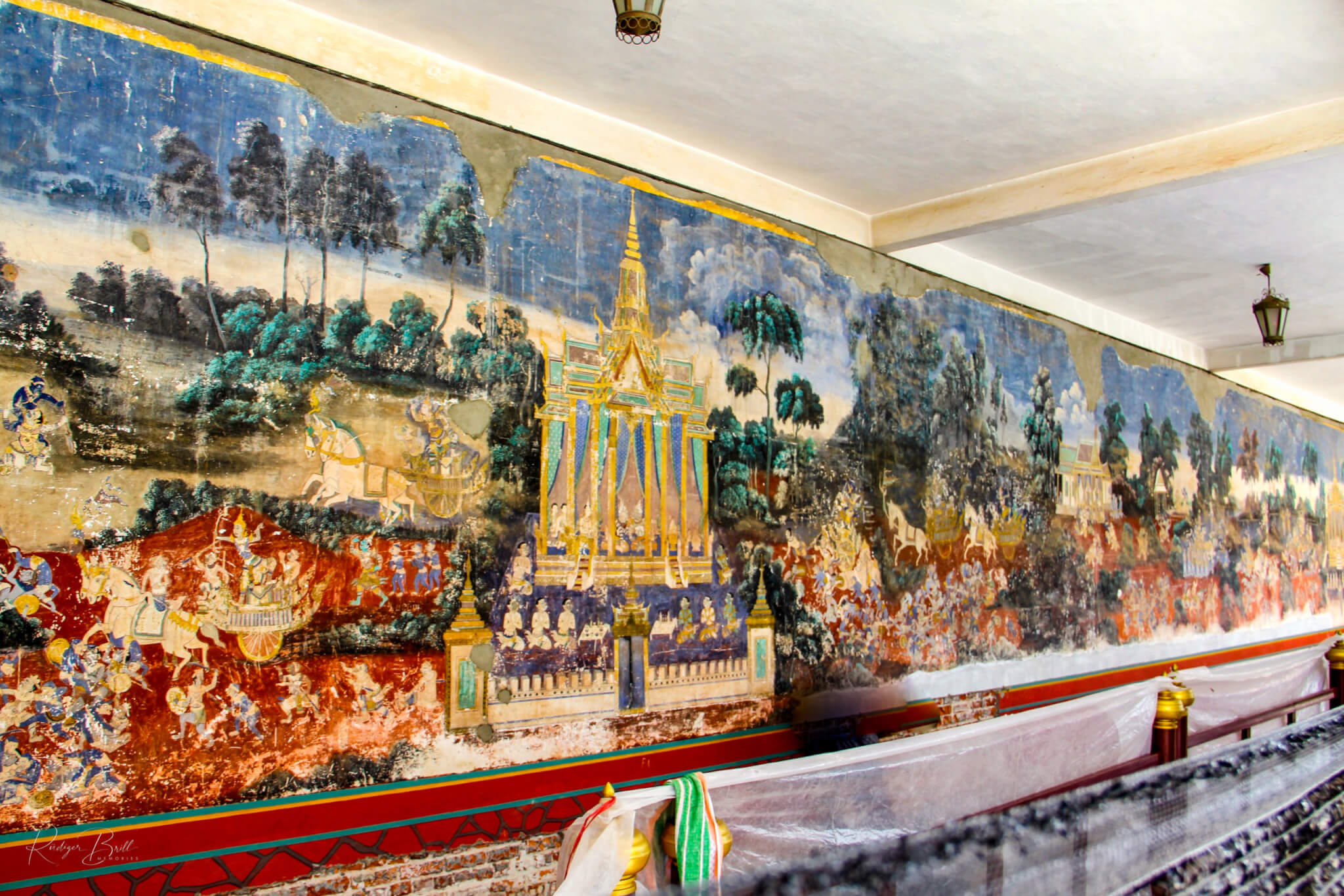 Die Malerei in der Silberpagode im Königspalast in Phnom Penh - Szenen aus dem Reamker Epos