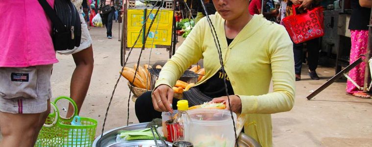 Vendor at a market in Siem Reap