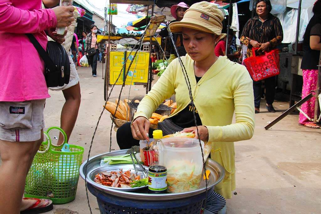 Vendor at a market in Siem Reap