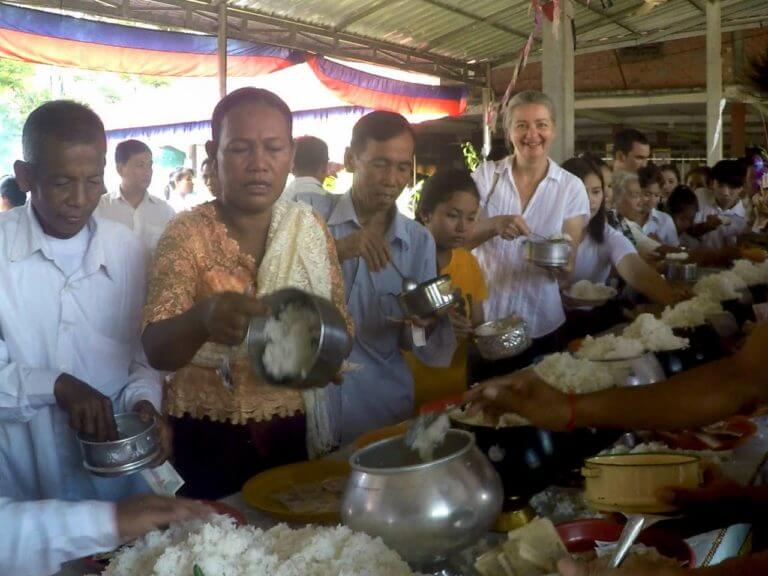 Pchum Ben - Rice Ceremony in a pagoda